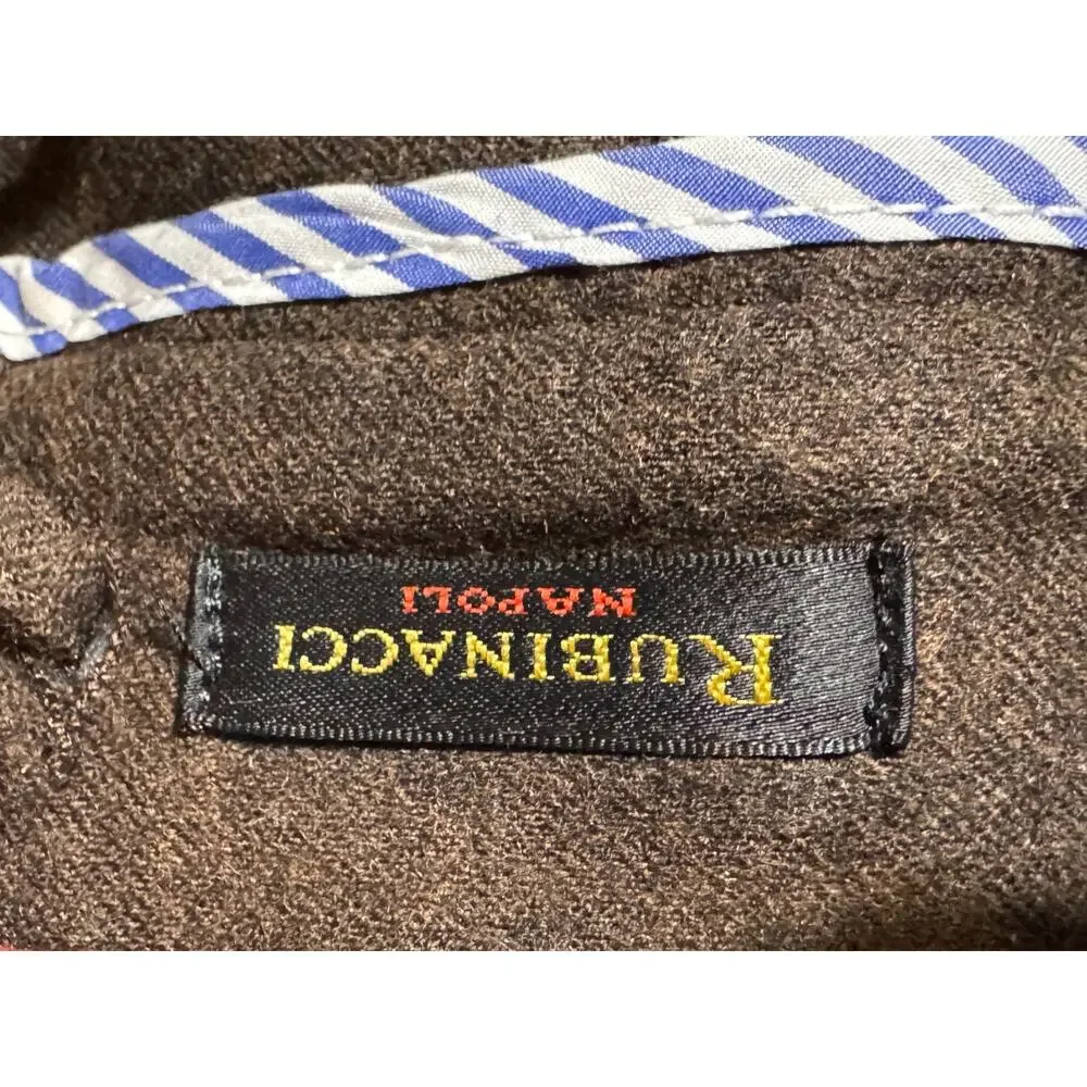 Rubinacci Napoli Pleated Brown Flannel Wool Trousers Drawstring 36x30 56IT
